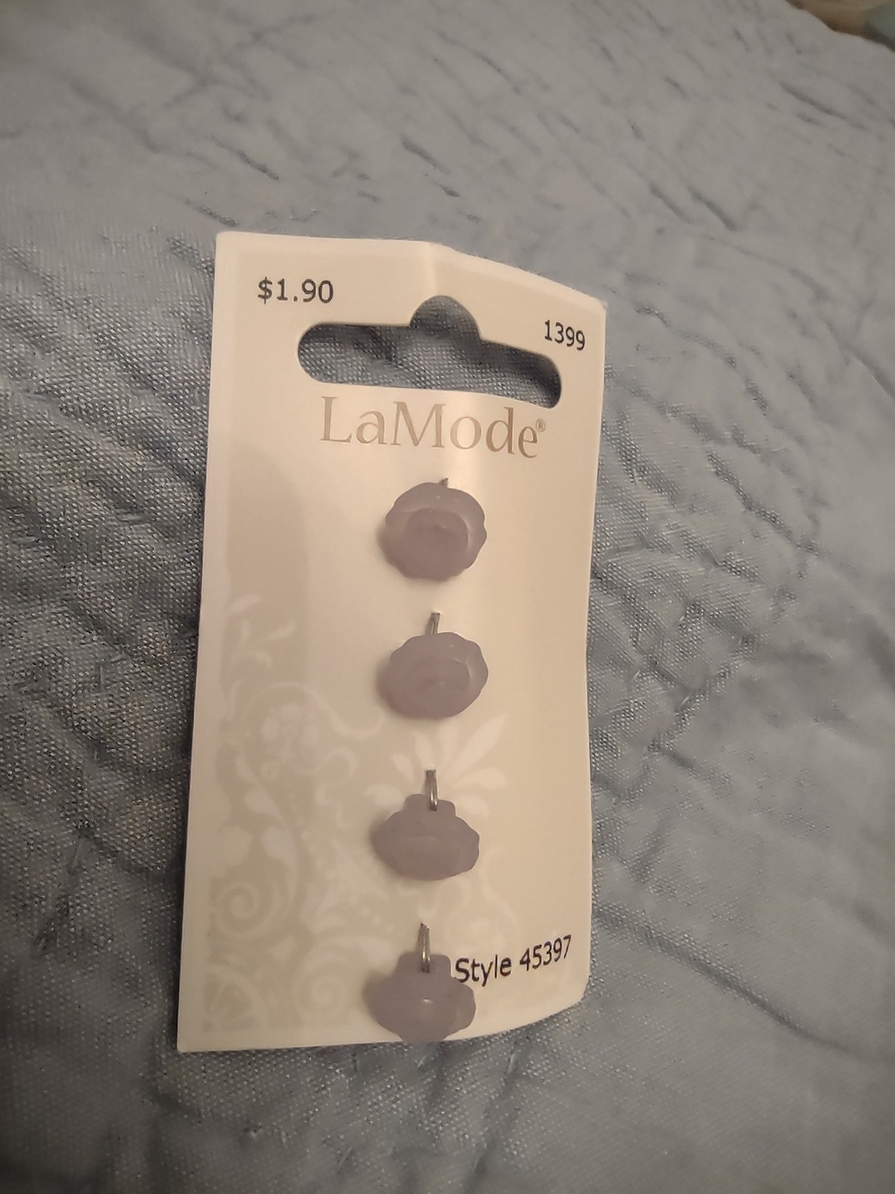 LaMode Lavender Rose Decorative Buttons - Set of 4